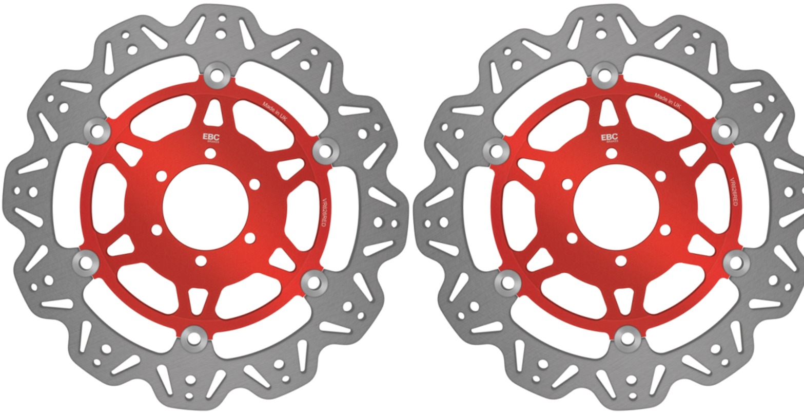 Front VEE Brake Rotors - Red - VEE Style Brake Rotor - Red Center Front Set - Click Image to Close