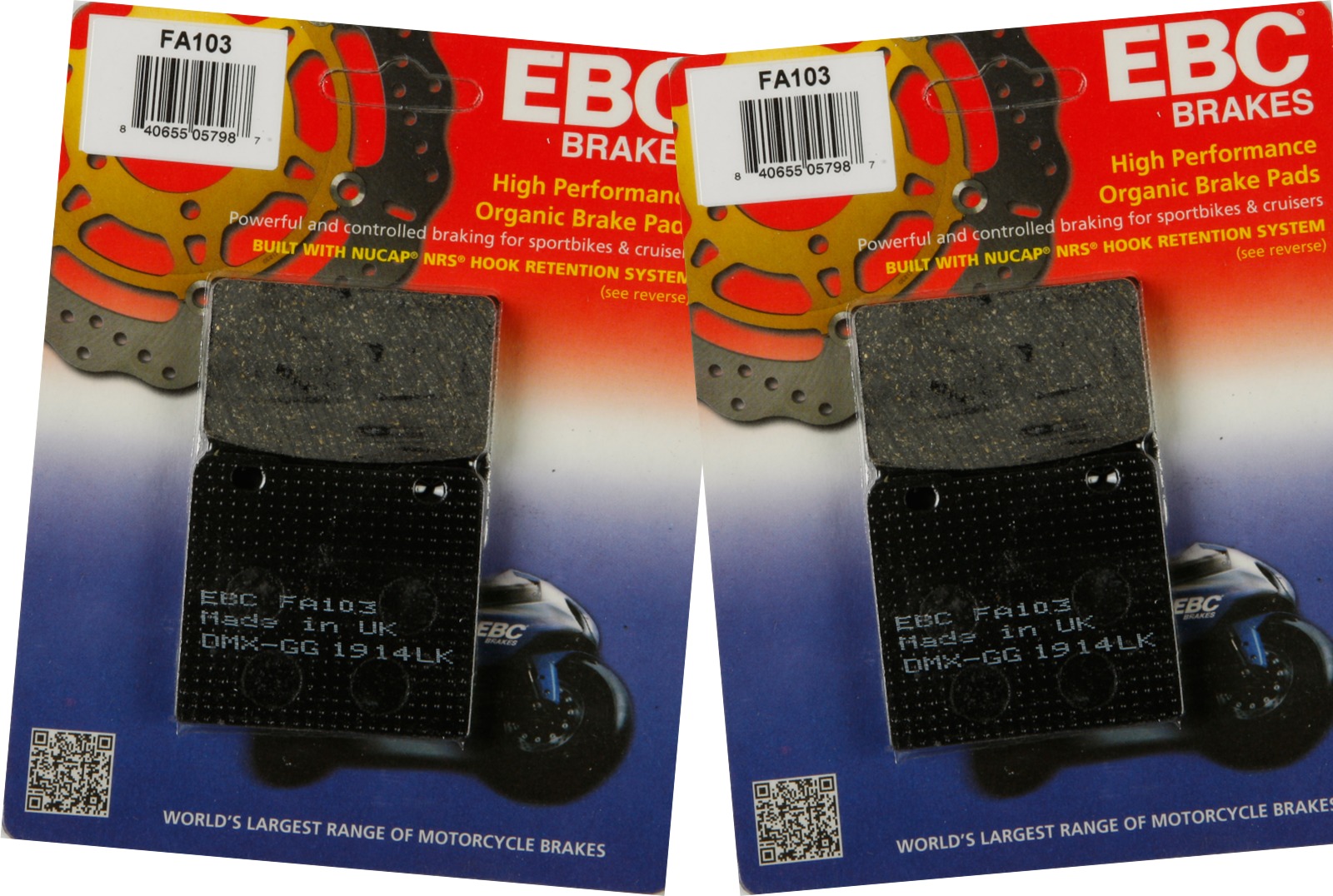 Standard Organic Brake Pads Front Set - Click Image to Close