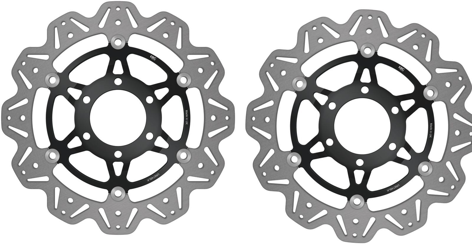 Front VEE Brake Rotors - Black - VEE Style Brake Rotor - Black Center Front Set - Click Image to Close