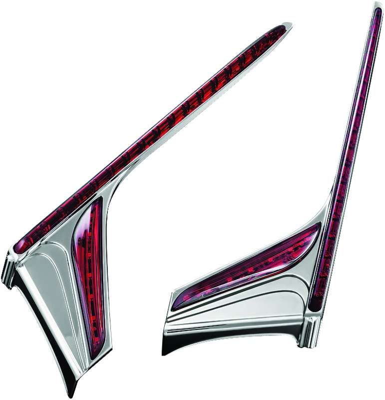 L.E.D. Vertical Rear Light Strips 12-17 GL1800 Chrome Red Lens - Click Image to Close