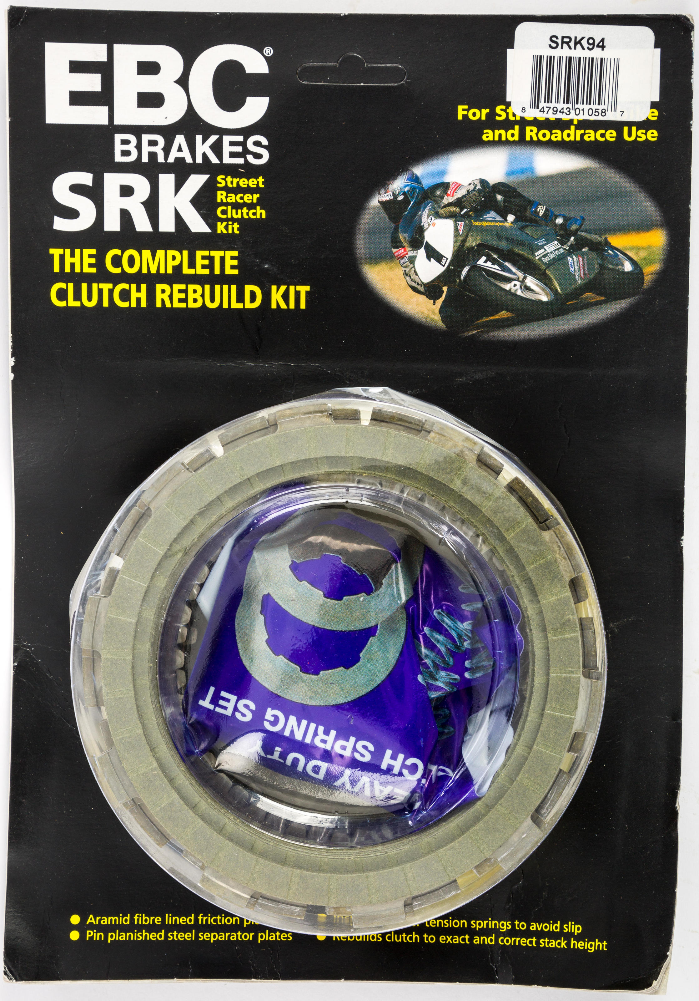 SRK Complete Clutch Kit - Friction Plates, Steels, & Springs - For 93-95 Honda CBR900RR - Click Image to Close