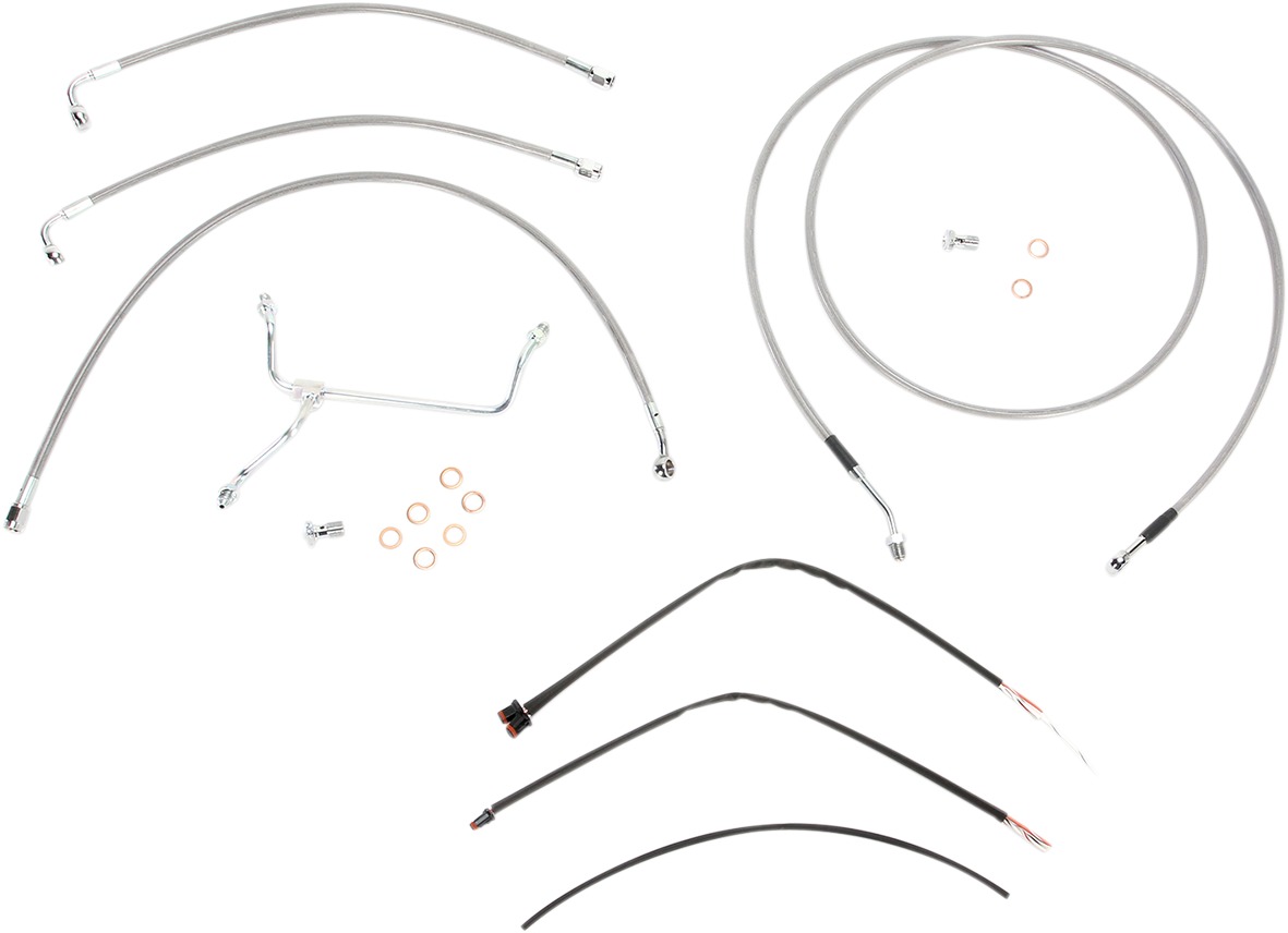 Extended Braided S.S. Control Cable Kit for Baggers - 13" tall bars (non-ABS) - Click Image to Close