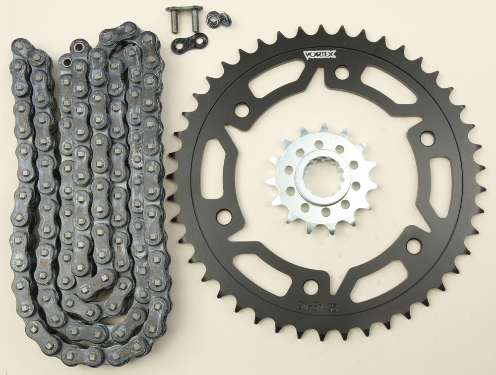 V3 Chain & Sprocket Kit Black SX Chain 520 15/45 Black Steel - For 03-06 Honda CBR600RR - Click Image to Close