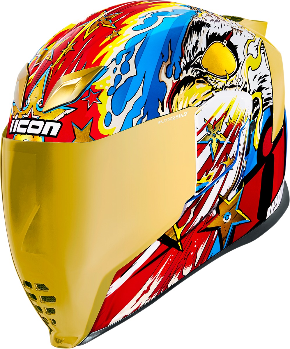 ICON Airflite Freedom Spitter Helmet XS Gold - Full-face helmet with bold graphics - Click Image to Close