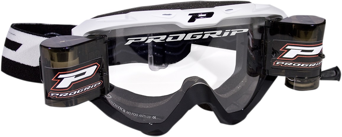 3450 Black / White Riot Goggles - Light Sensitive Lens w/ Roll-Off System - Click Image to Close