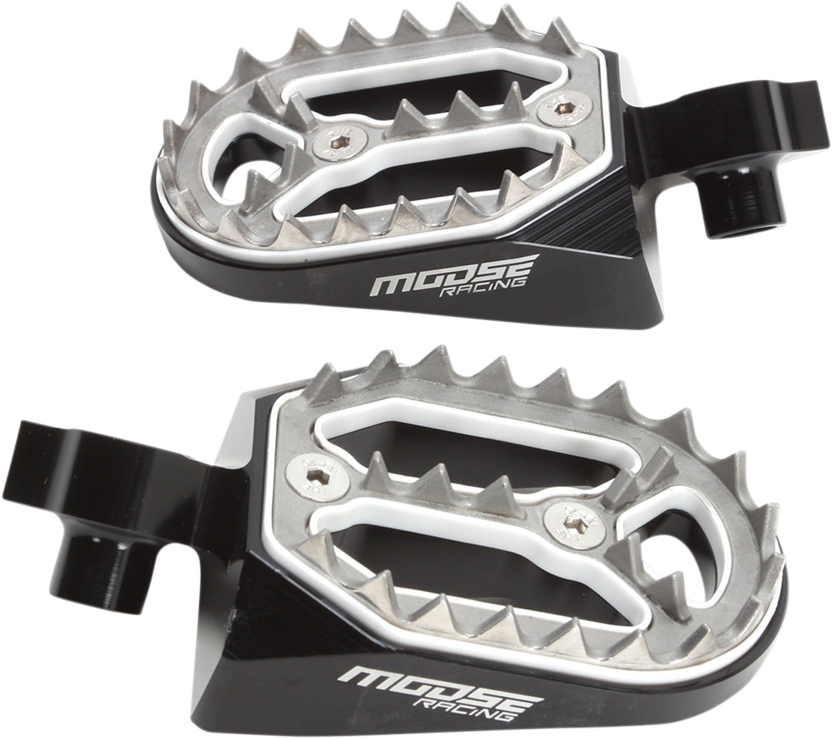 Qualifier Footpegs Black/Silver - For 10-19 Suzuki RMZ250 RMZ450 - Click Image to Close