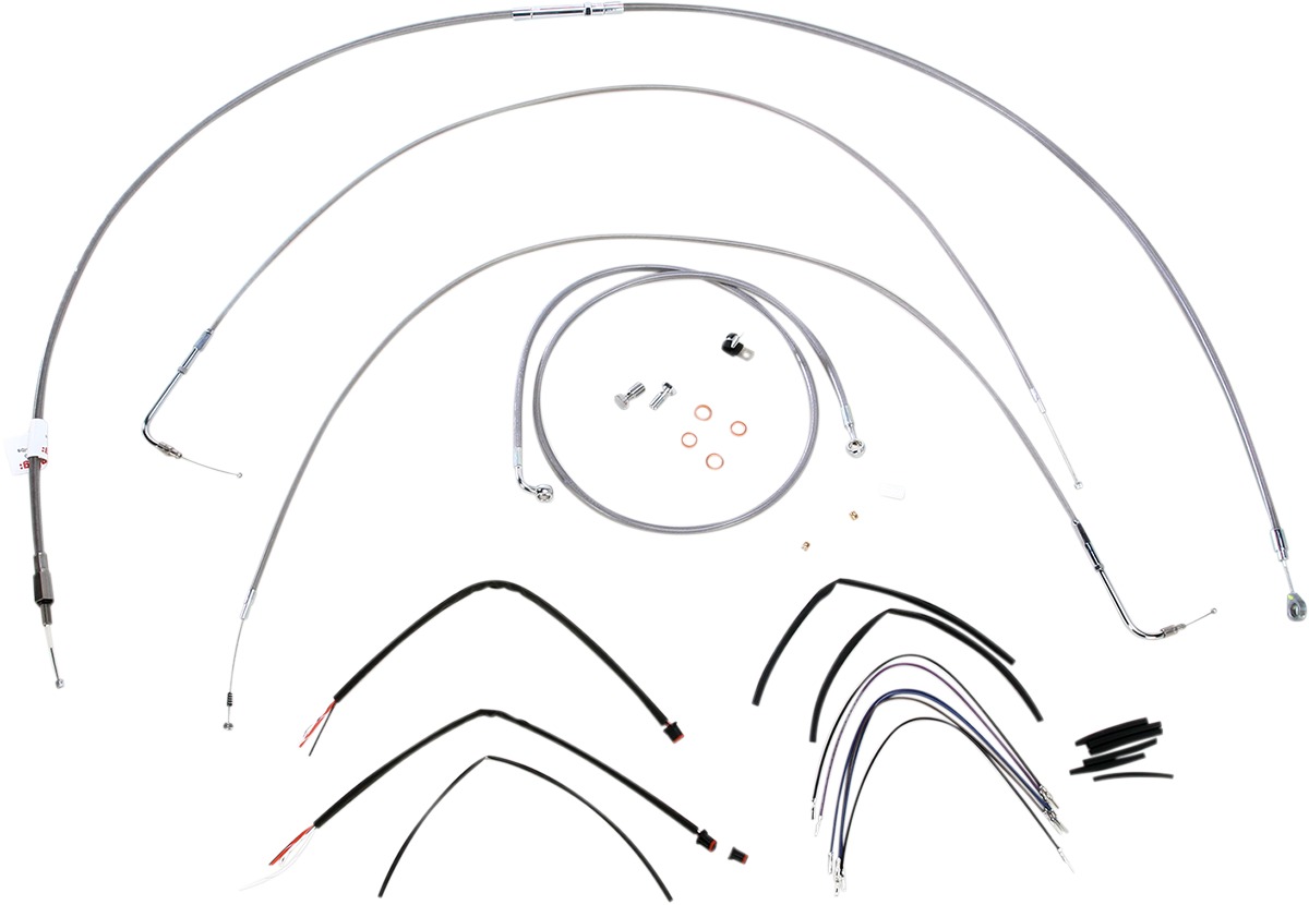 Extended Braided S.S. Control Cable Kit for Softails - 16" tall bars (non-ABS) - Click Image to Close