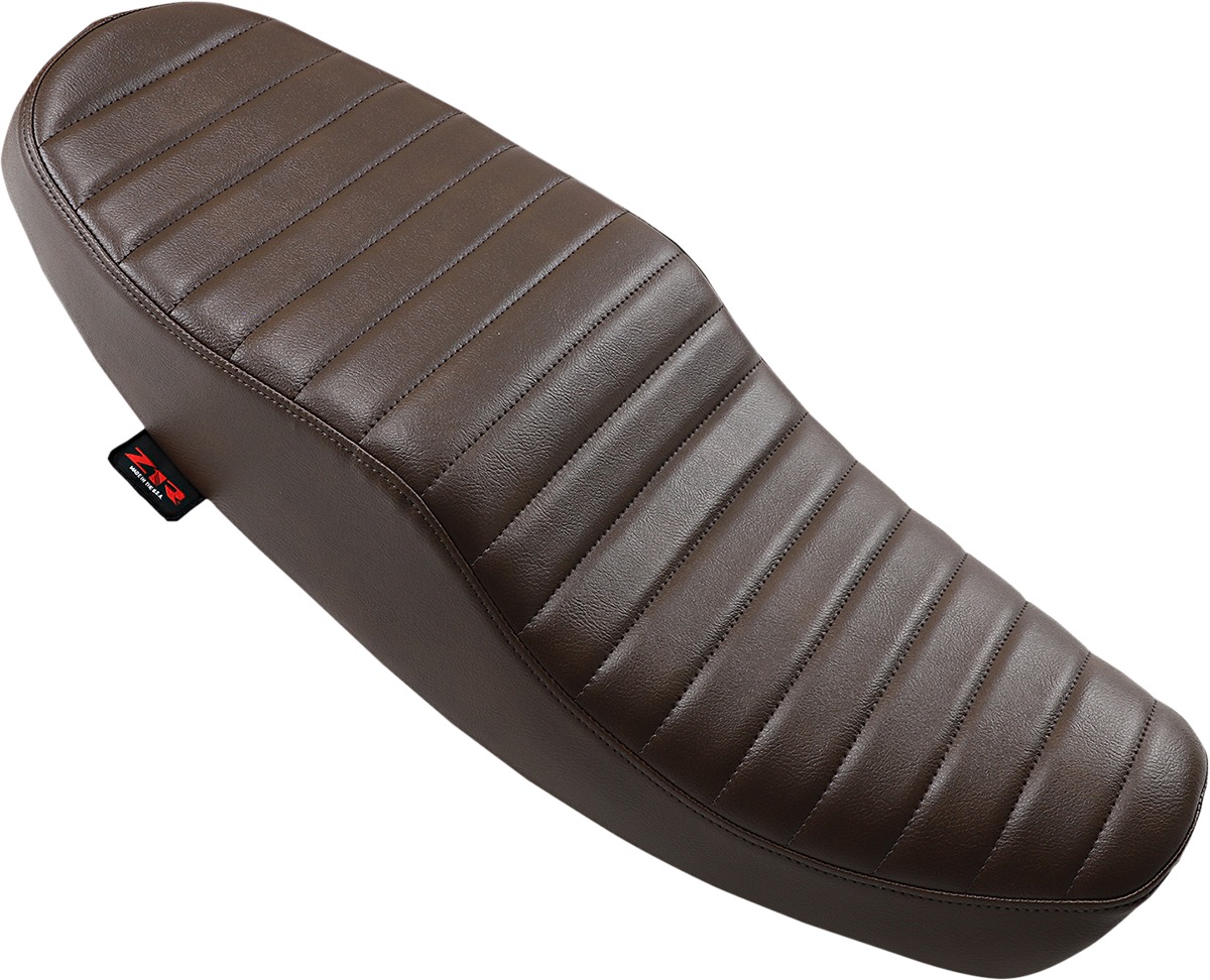 Retro Classic Stitch Vinyl 2-Up Seat Brown - For Bonneville T100/120 - Click Image to Close