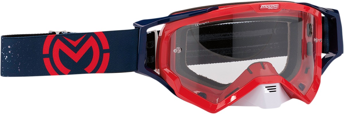 XCR Red / Navy / Dark Blue Galaxy Goggles - Clear Lens - Click Image to Close