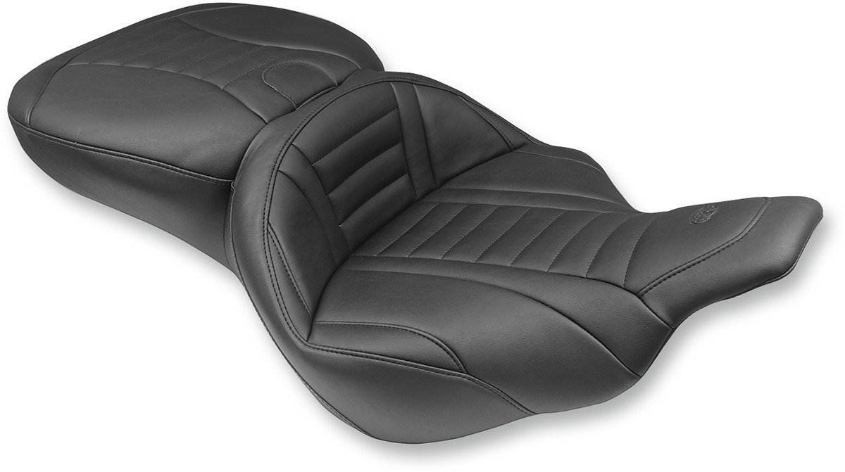 Deluxe Super Touring Vinyl 2-Up Seat Backward 1" - For 97-07 FLHT FLTR - Click Image to Close