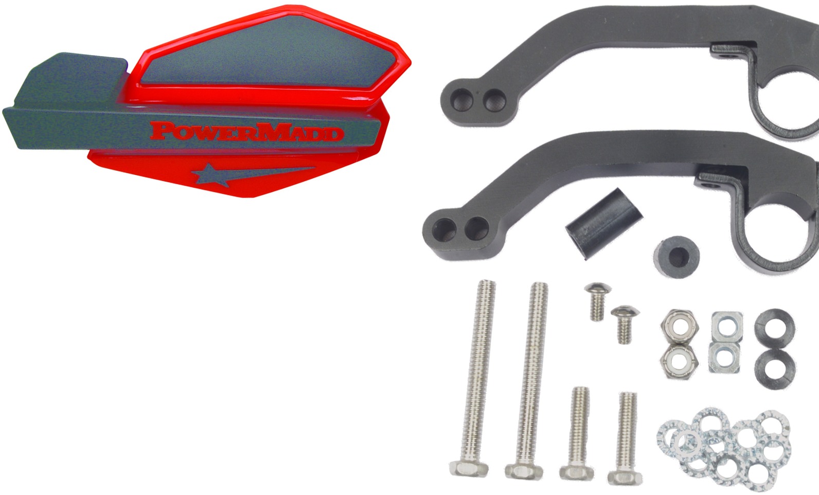 Red & Black Star Handguard Kit w/ MC/ATV Mounts - Click Image to Close