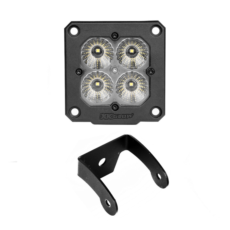 Flush Mount 20w LED Cube Light w/ RGB Accent Light Kit w/ Flood Beam 2pc - Click Image to Close