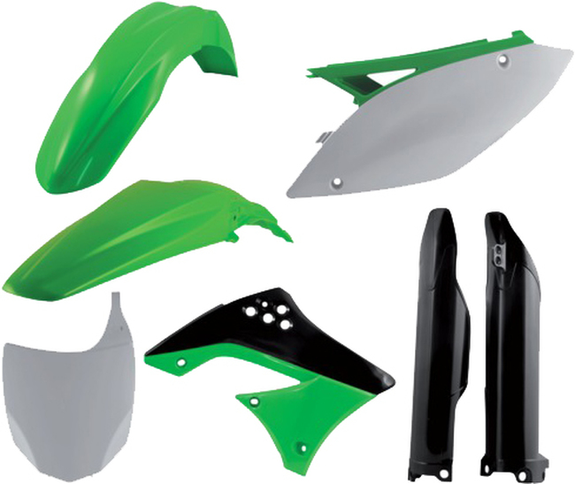 Full Plastic Kit - Green/White/Black Original 11-12 - For 09-11 Kawasaki KX450F - Click Image to Close