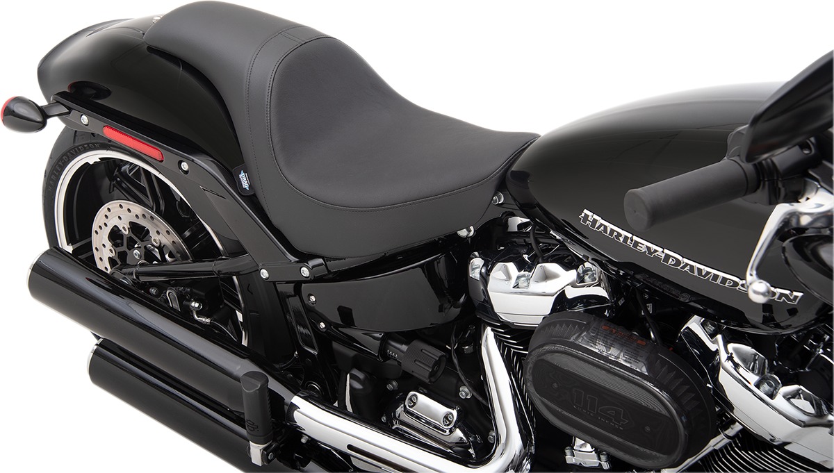 Predator Smooth Vinyl 2-Up Seat - Black - For 18-20 Harley FXBR - Click Image to Close