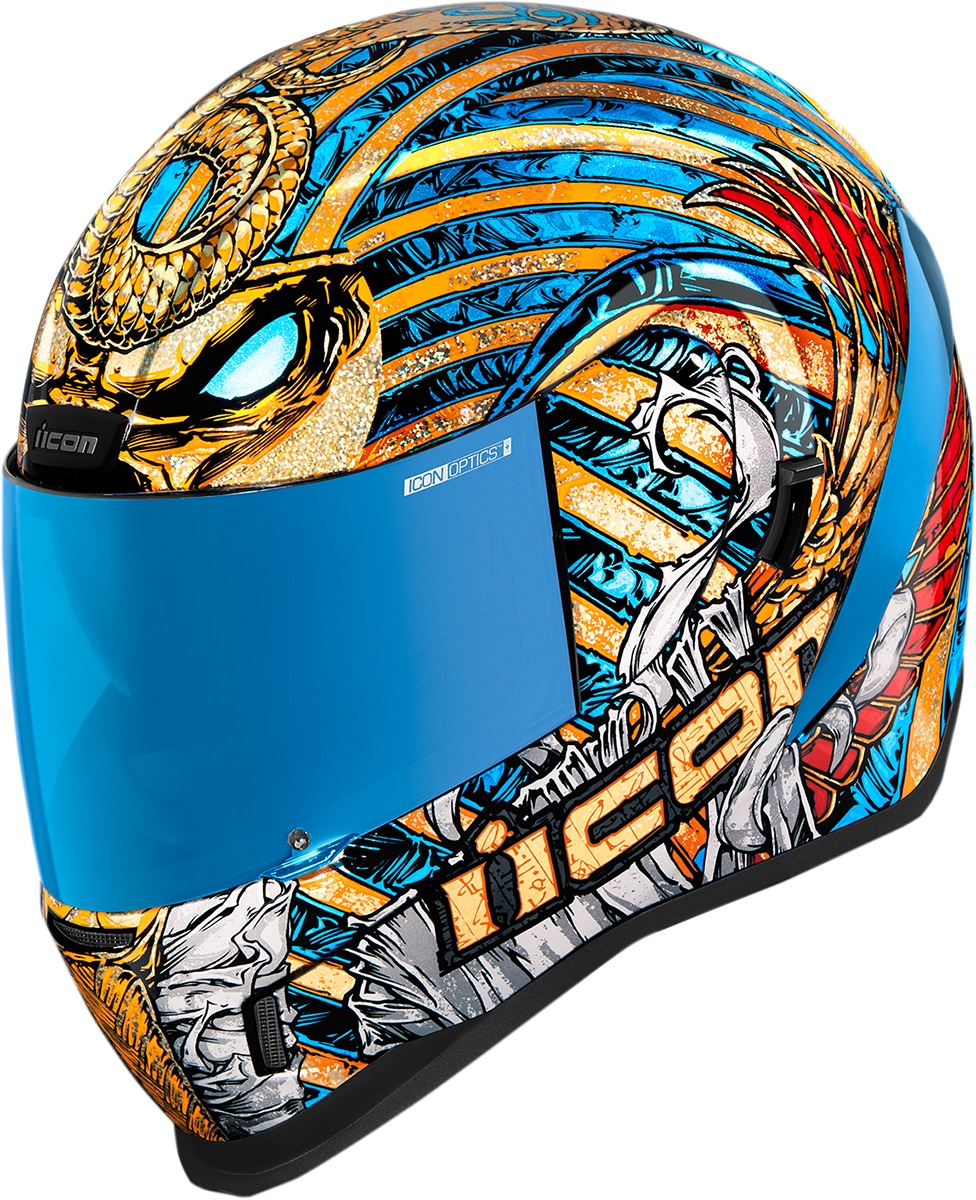 ICON Airform Pharaoh Helmet XL Gold Multi - Full face street helmet with Pharaoh graphic - Click Image to Close