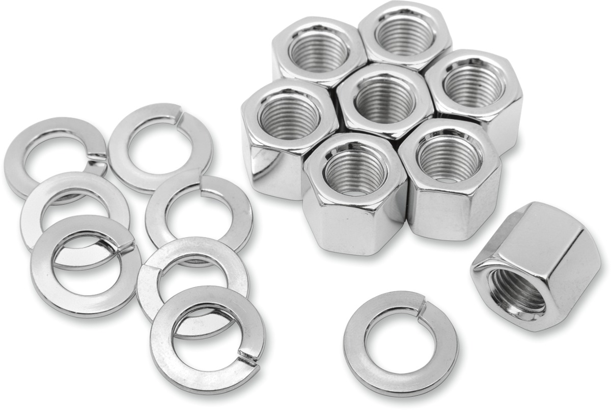 Hexed Chrome Cylinder Base Hardware Nut Kit - Cyl Base Nut Kit - Click Image to Close