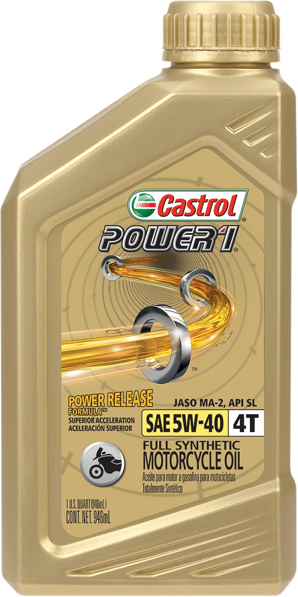 Power1 Racing Synthetic 4T Motor Oil - 5W40 1 Qt - JASO MA2 For Motorcycle, ATV, & Powersports - Click Image to Close