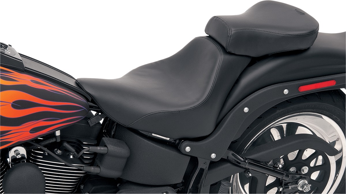 Wide Renegade Deluxe Solo Seat Black Gel Low - For Harley Softail - Click Image to Close