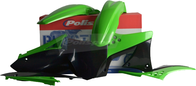 Plastic Body Kit - Original 10-11 Green/Black - For 09-12 Kawasaki KX250F - Click Image to Close