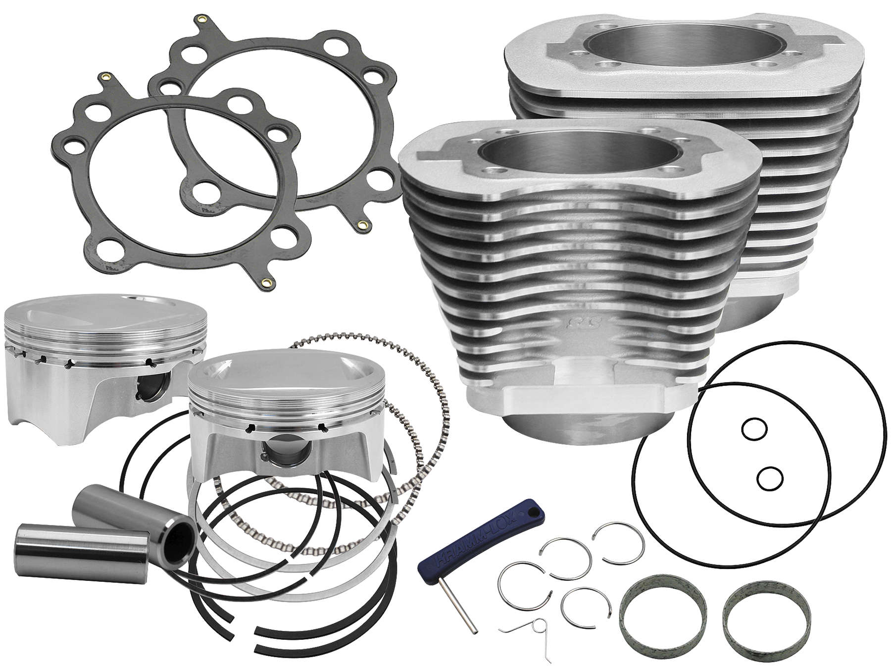 107" Bolt-In Big Bore Kit w/ Silver Cylinders - For 07+ HD Twin Cams - Click Image to Close