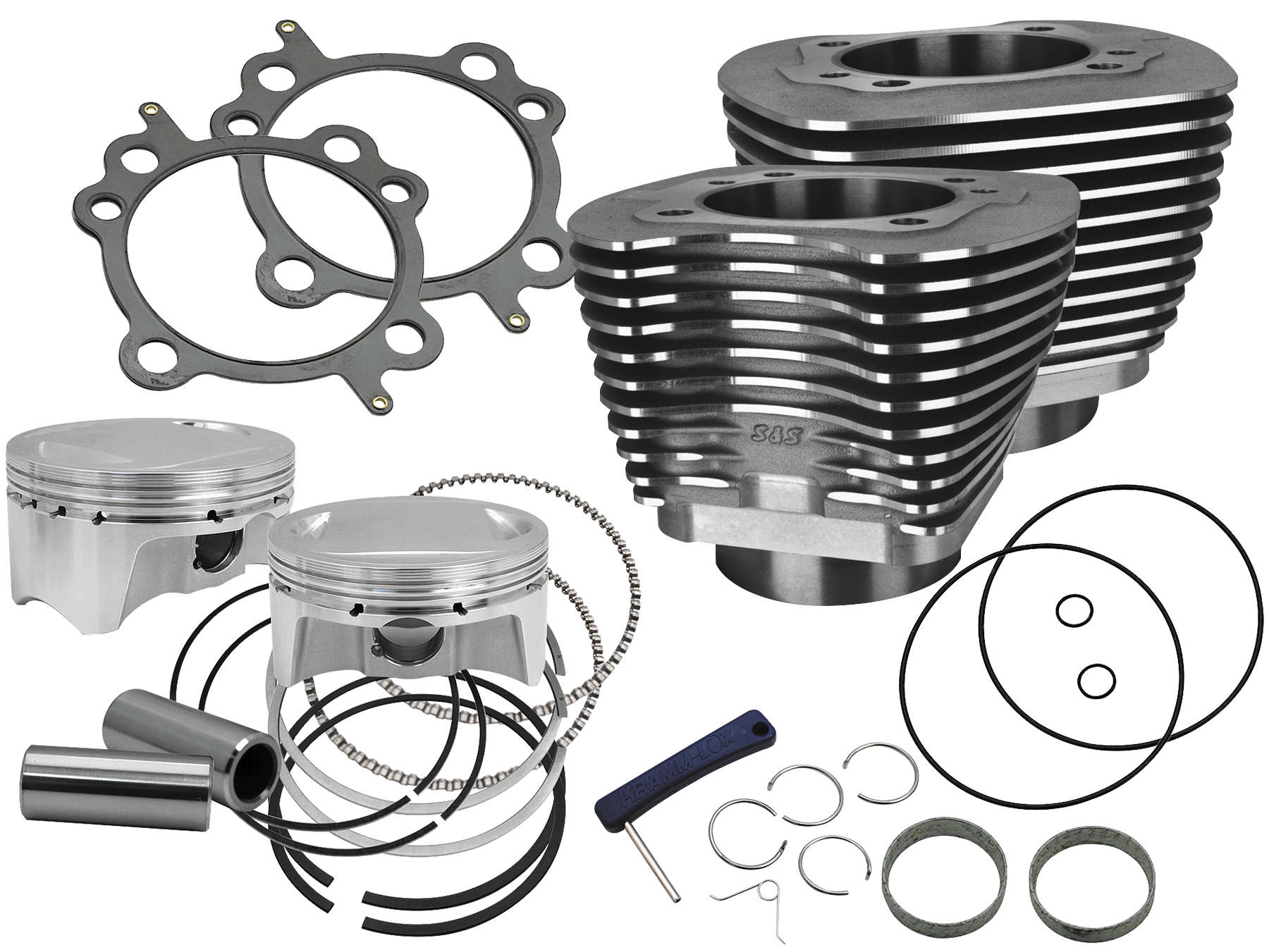 107" Bolt-In Big Bore Kit w/ Wrinkle Black Finish Cylinders - For 07+ HD Twin Cams - Click Image to Close