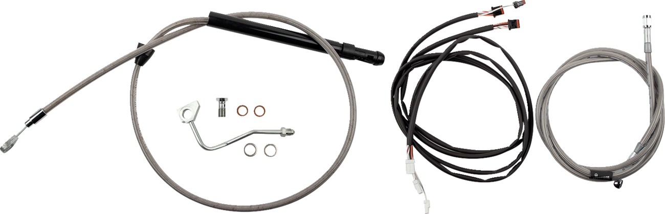 Extended Braided S.S. Control Cable Kit For 13" Bagger Apes - Fits 21-23 Harley Davidson Touring Models - Click Image to Close