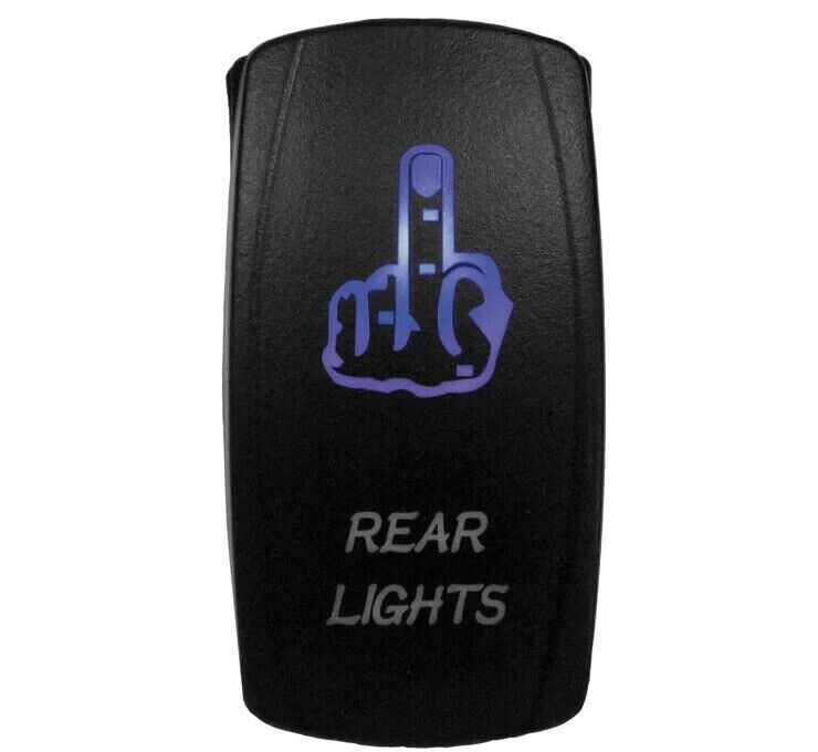 Racing Lighted Switch Finger Rear Light On/Off Blue - Click Image to Close