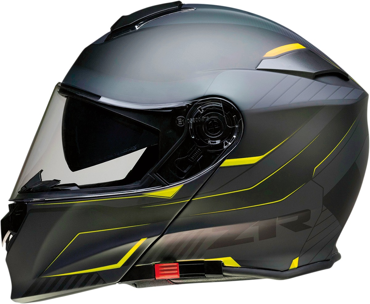 Z1R Solaris Modular Scythe Helmet 2XL Black/Hi-Vis Yellow - Modular helmet with drop-down sun visor - Click Image to Close