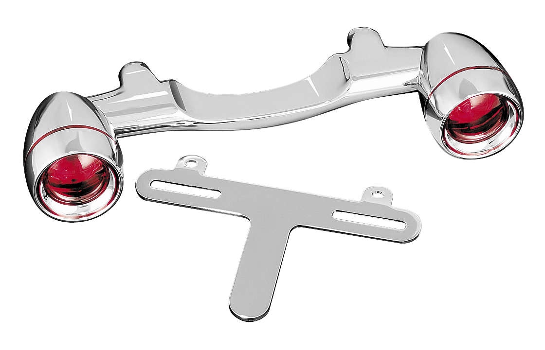 Chrome Bullet Light Rear Turn Signal Bar w/ LP Light - For 91+ FLT/FLHT/FLHR, 98-08 FLTR, 86-17 FLST/C/N - Click Image to Close