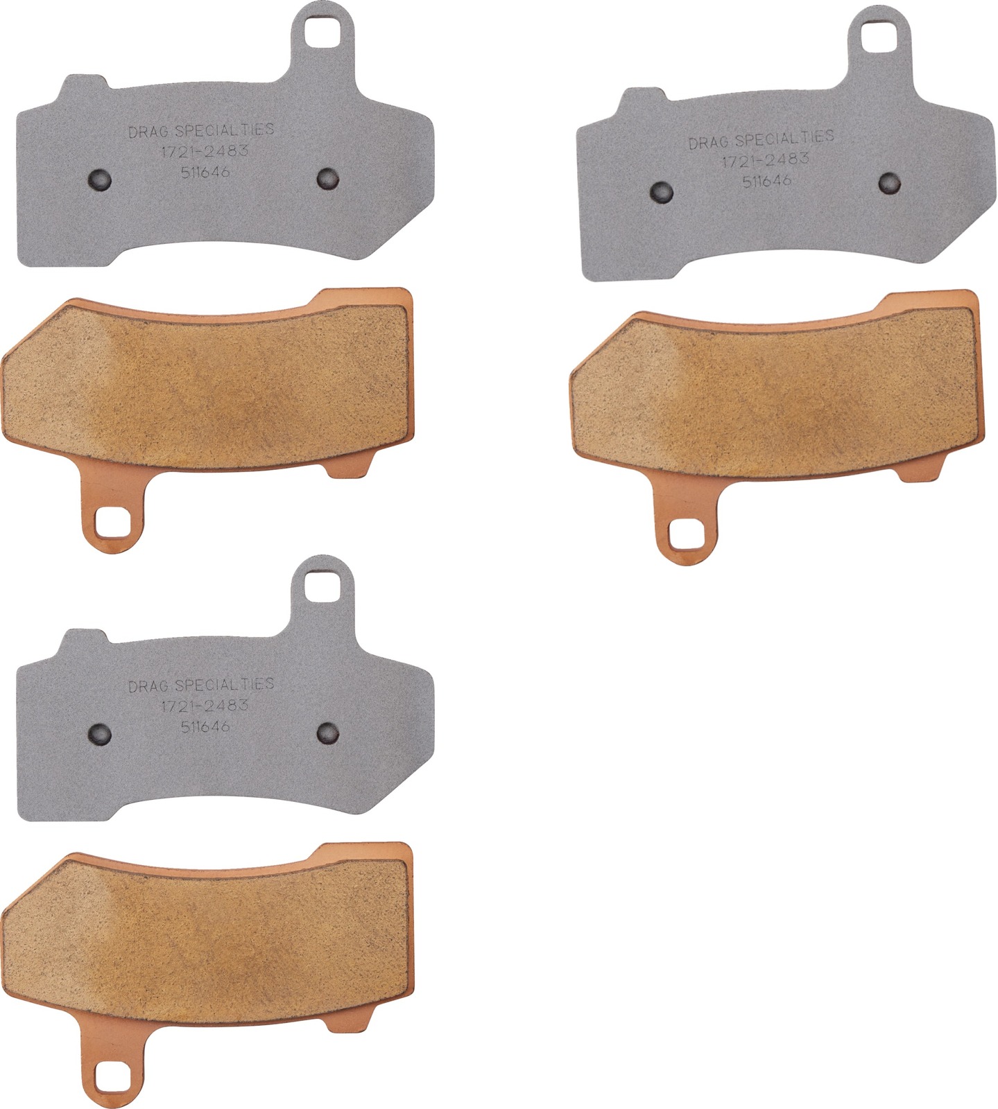 Complete Pad Set - Sintered Metal Brake Pads - Replaces H-D # 41854-08, 42897-08, 42897-06 & 42850-06 - Click Image to Close