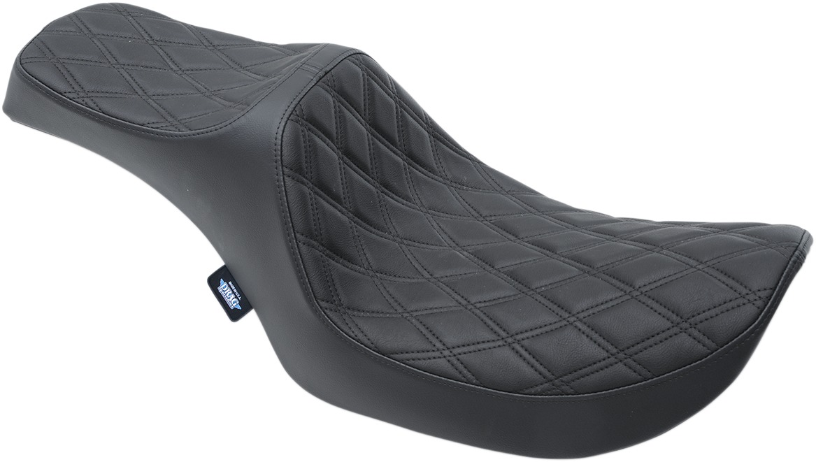 Predator Double Diamond Vinyl 2-Up Seat - Black - For 82-94 Harley FXR - Click Image to Close