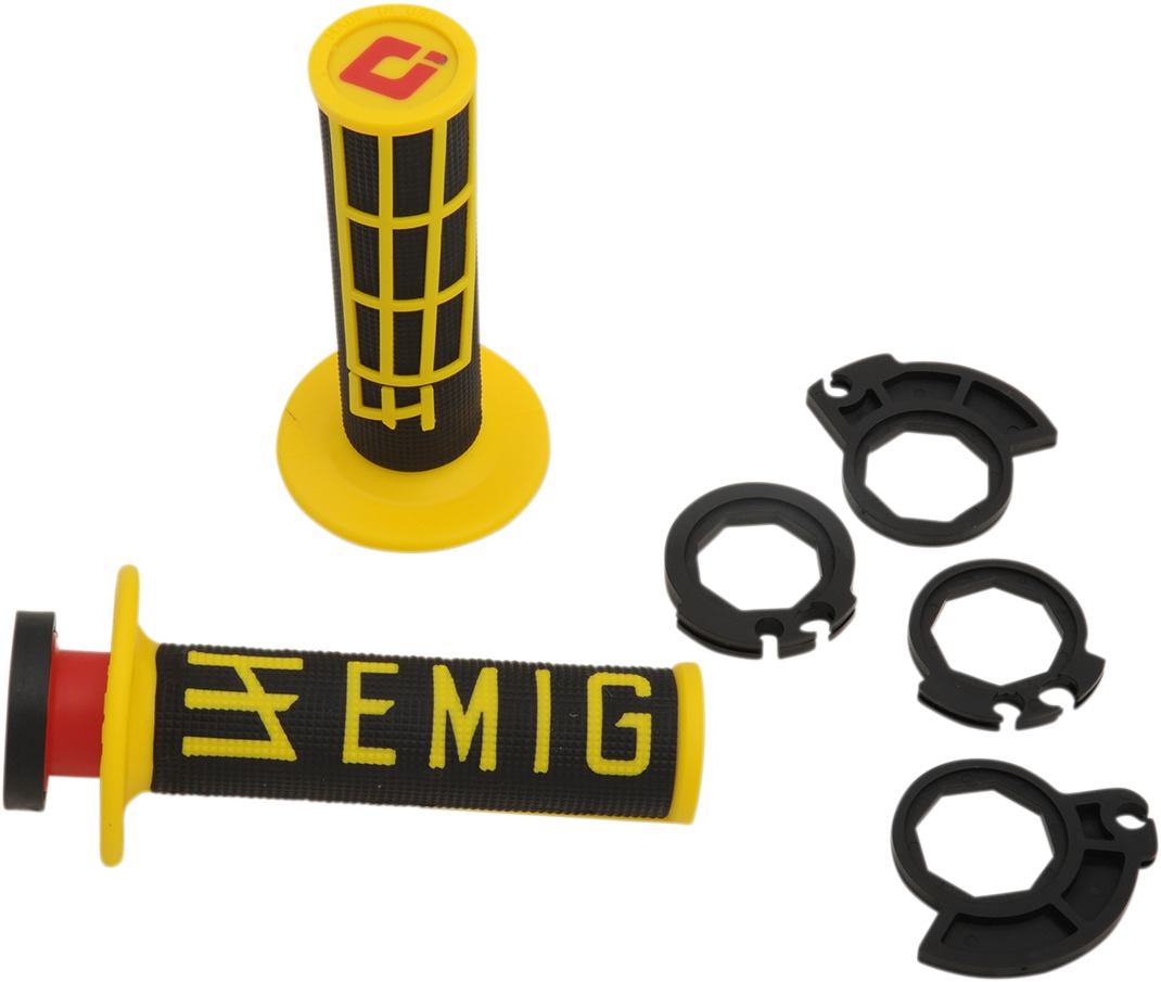 Emig MX V2 Lock On MX Grips System - Half Waffle Black & Yellow - Click Image to Close