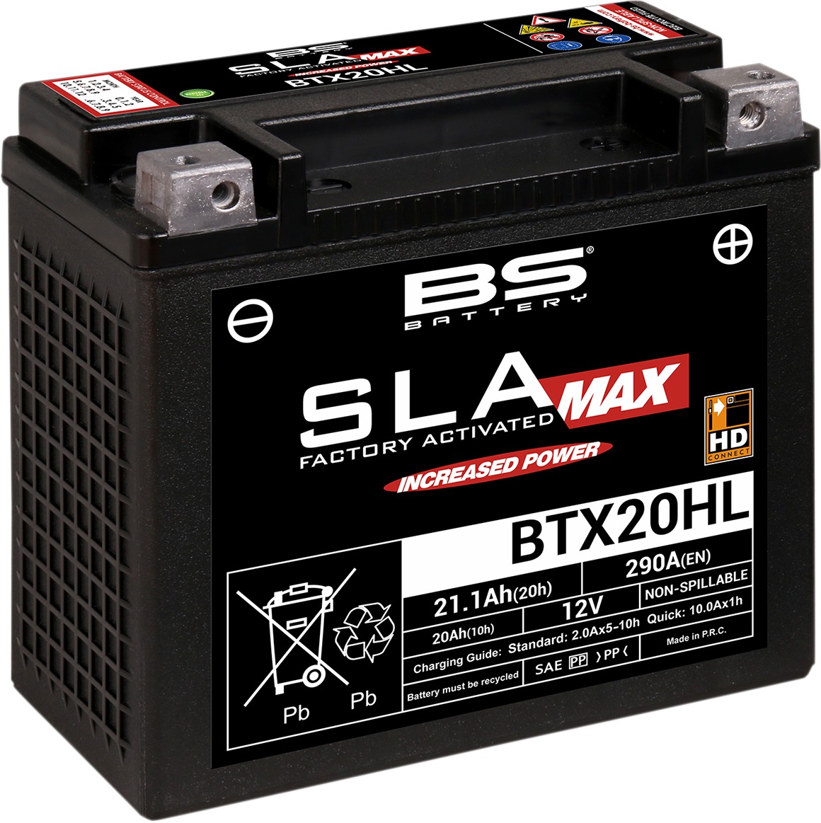 SLA MAX Factory Activated AGM Maintenance Free Battery - Replaces YTX20HL - Click Image to Close