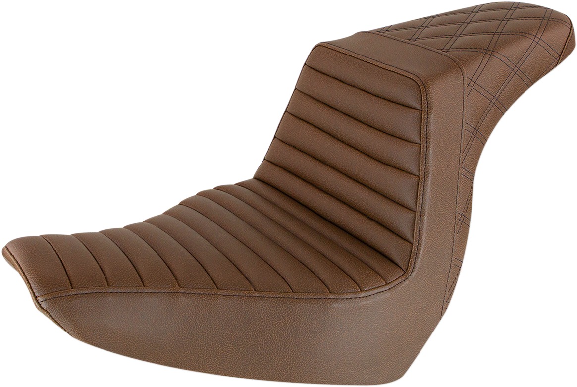 Step-Up Tuck and Roll 2-Up Seat Brown - For 18-20 Harley FLSB FXLR - Click Image to Close