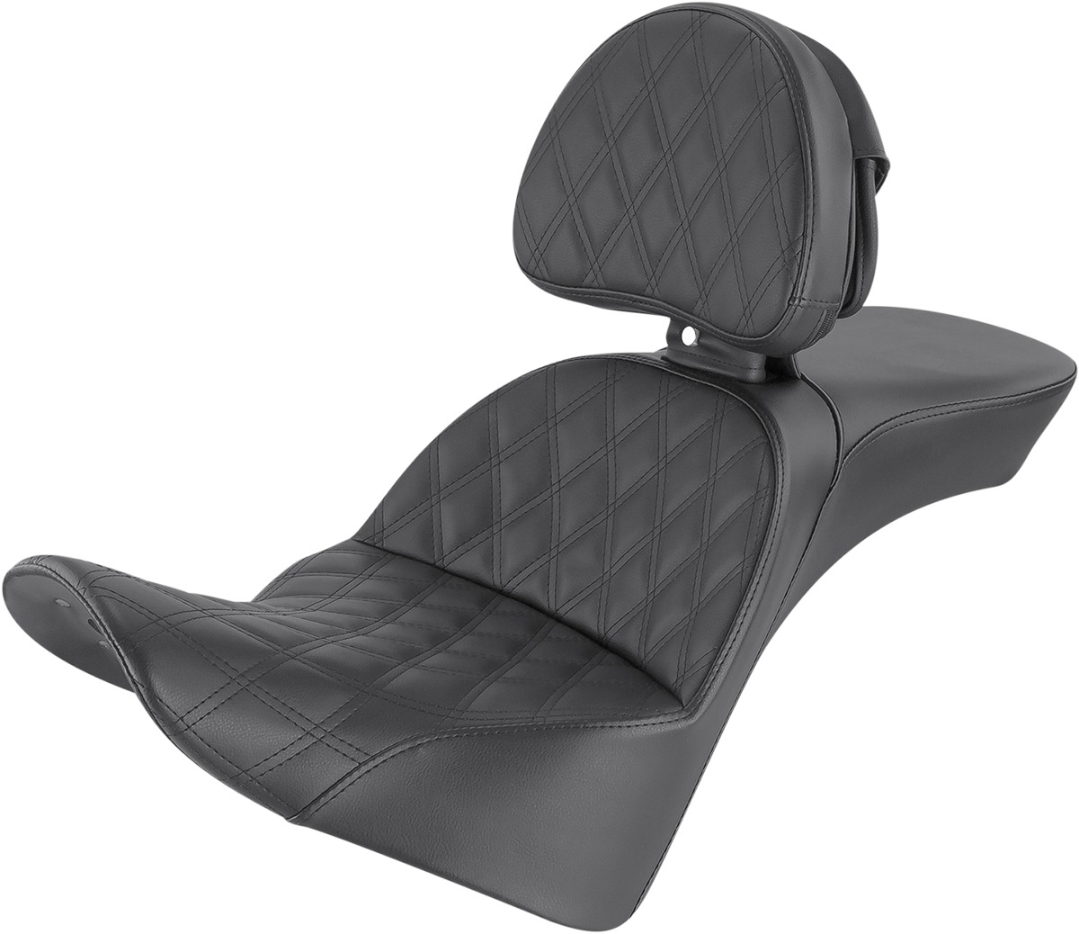 Explorer Lattice 2-Up Seat Black w/Backrest - For 18-21 Harley FLDE FLHC/S FLSL - Click Image to Close