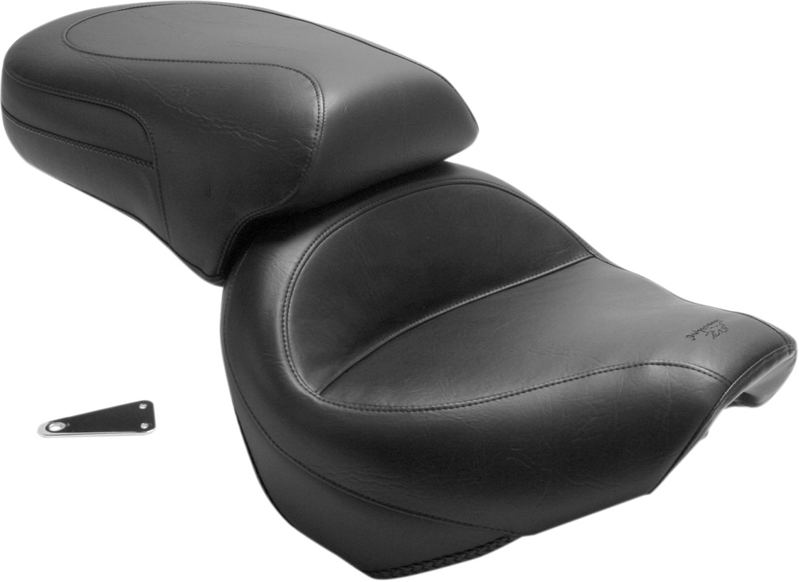 Touring Smooth Vinyl 2-Up Seat - Black - For 98-16 Yamaha XVS650 V-Star - Click Image to Close