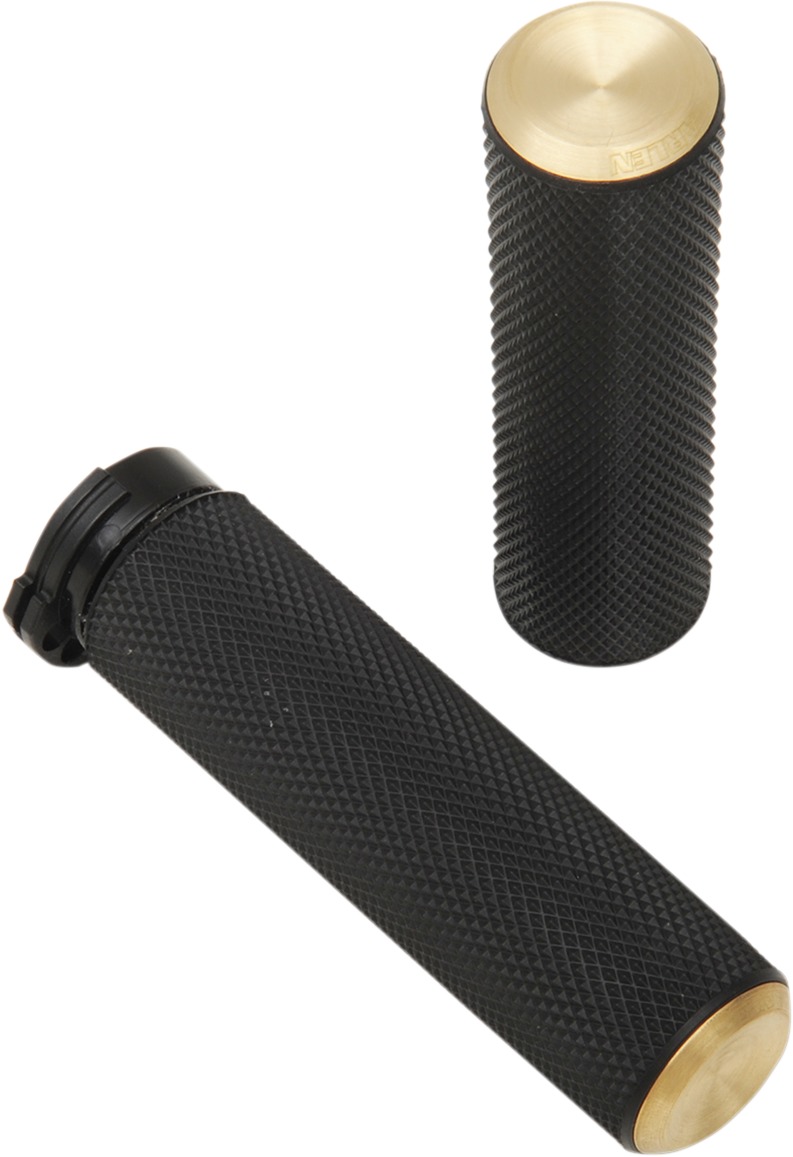 Cable Style Fusion Series Grips - Knurled Rubber Grips Cbl Brass - Click Image to Close