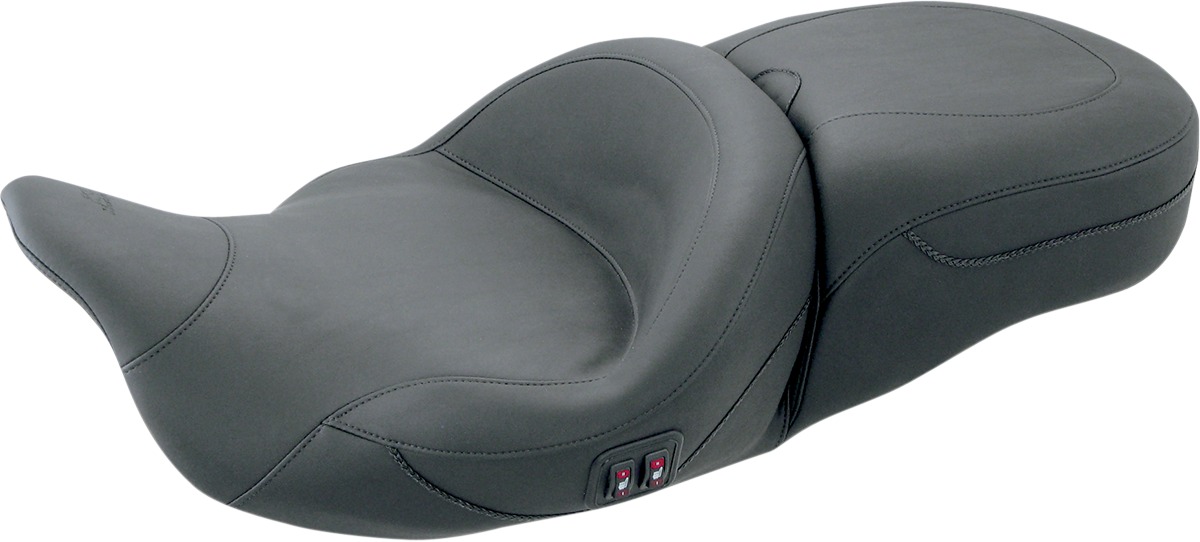 Heated Plain Vinyl 2-Up Seat - For 08-20 Harley FLH FLT - Click Image to Close