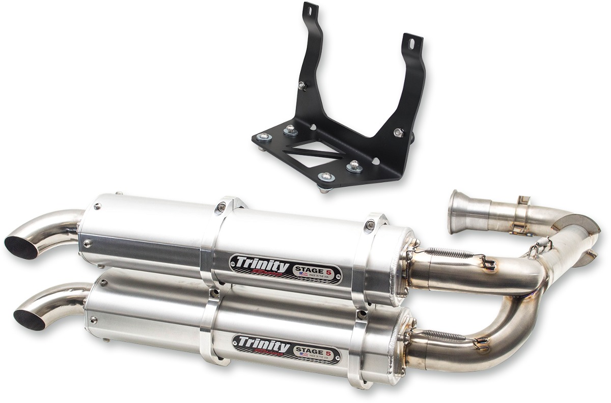 Stage 5 Full Exhaust - Brushed Mufflers - For 17+ Maverick X3 - Click Image to Close