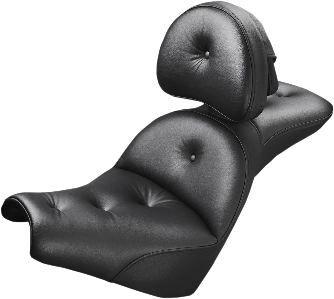 Explorer RS Pillow 2-Up Seat Black w/Backrest - For Harley FXBB - Click Image to Close