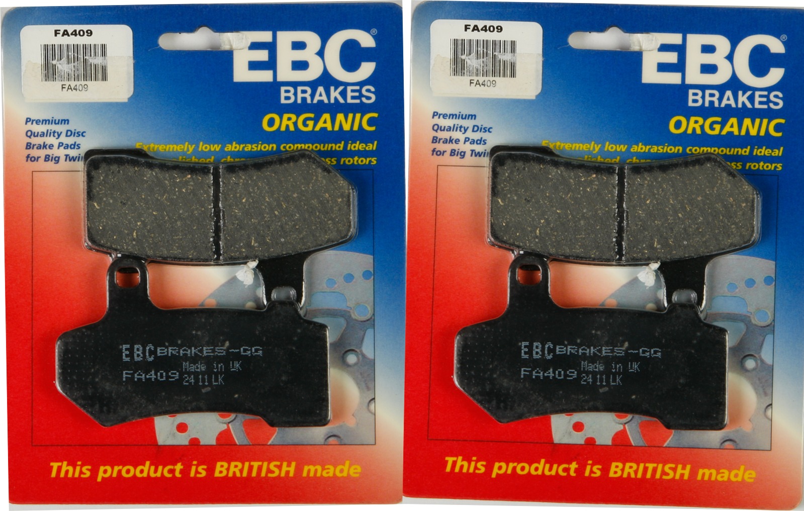 Standard Organic Brake Pads Front Set - Click Image to Close