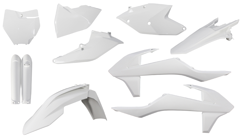 Full Plastic Kit - White - Fits Many 16-18 KTM 125-450 - Click Image to Close