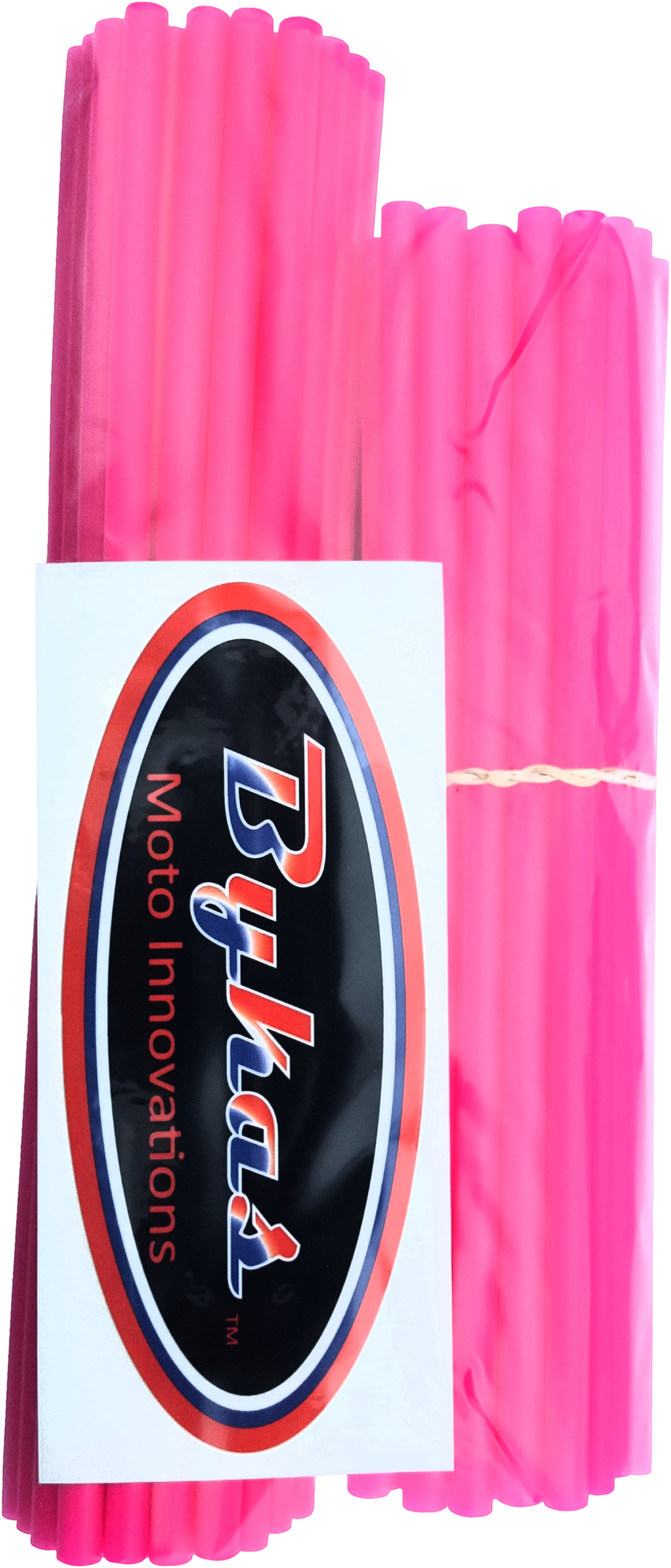 Neon Pink Spoke Wraps 72/pk 21" Front / 19"/18" Rear - Angled Pre-Split - Click Image to Close