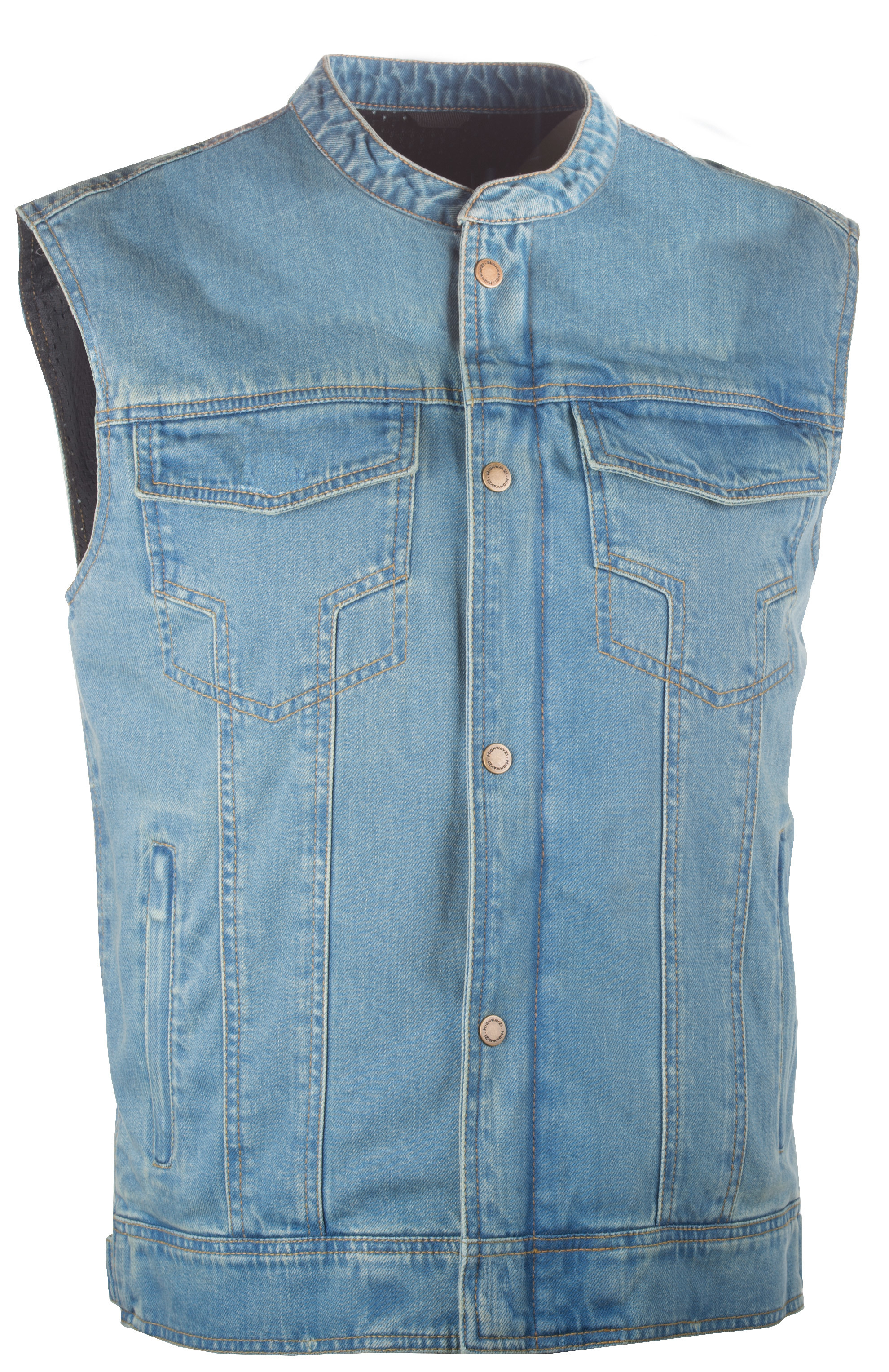 Iron Sights Club Collar Denim Vest Blue 3X-Large - Click Image to Close