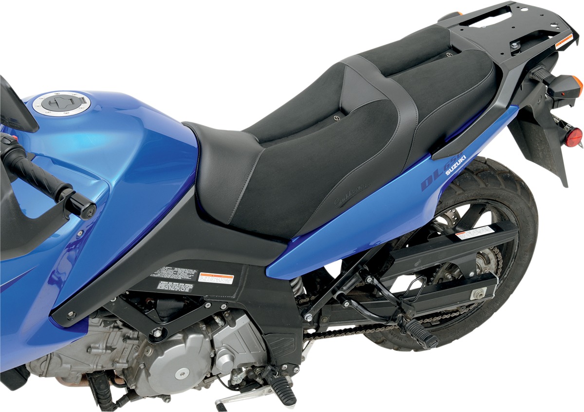 Sport Plain Saddlesuede 2-Up Seat Black Gel - For Suzuki 650/1000 V-Strom - Click Image to Close