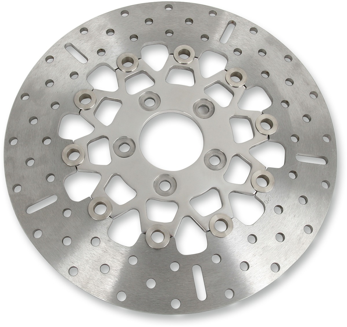 Polished Floating Brake Rotor - 10 Button Floating Brake Rotor - Polished Center - Click Image to Close