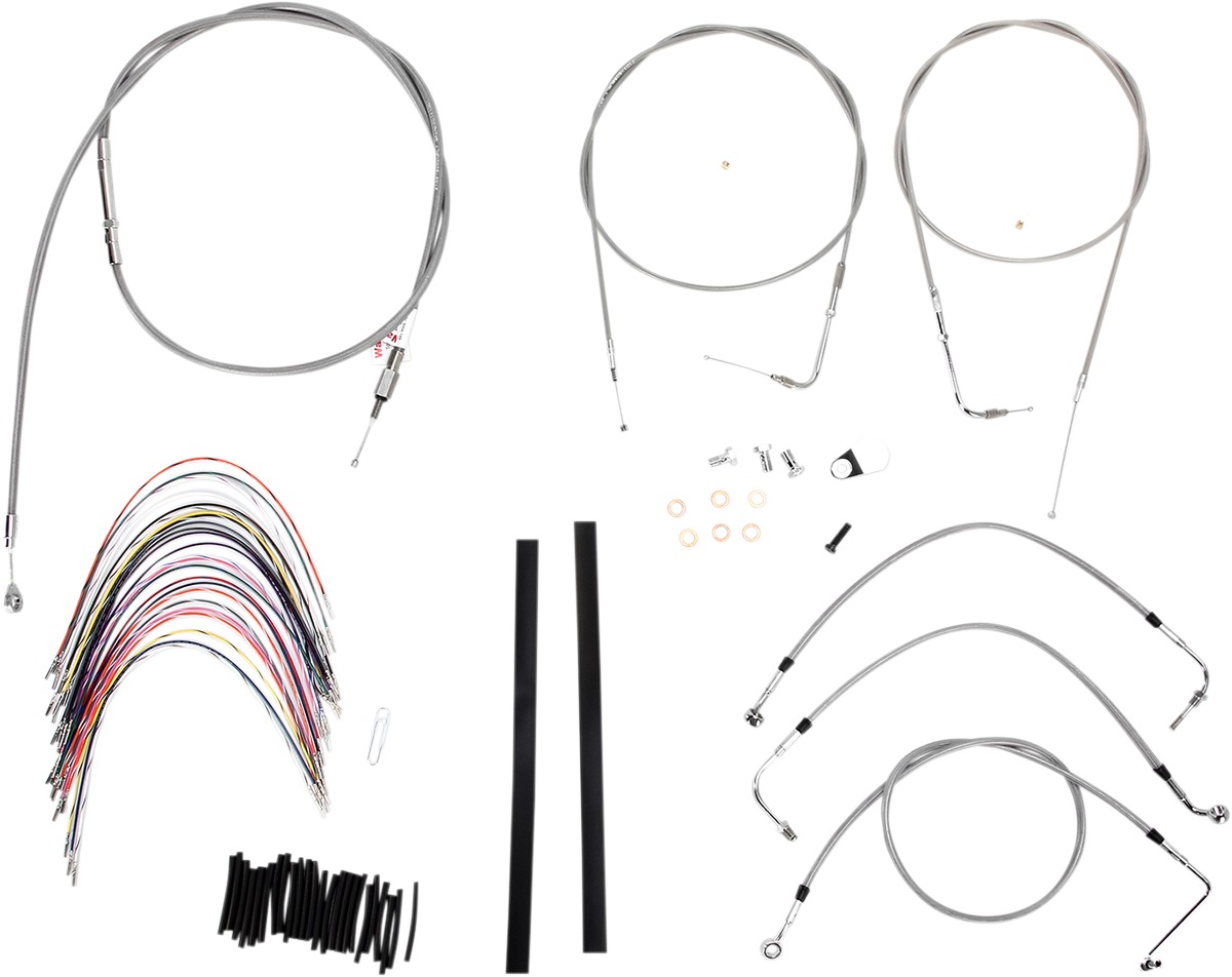 Extended Braided S.S. Control Cable Kit for Baggers - 18" tall bars - Click Image to Close