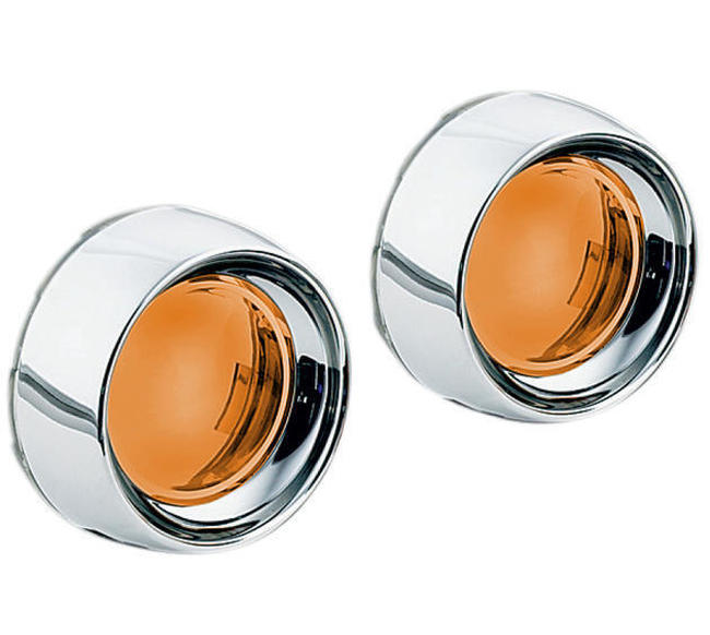 Deep Dish Bezels With Amber Lenses - Click Image to Close