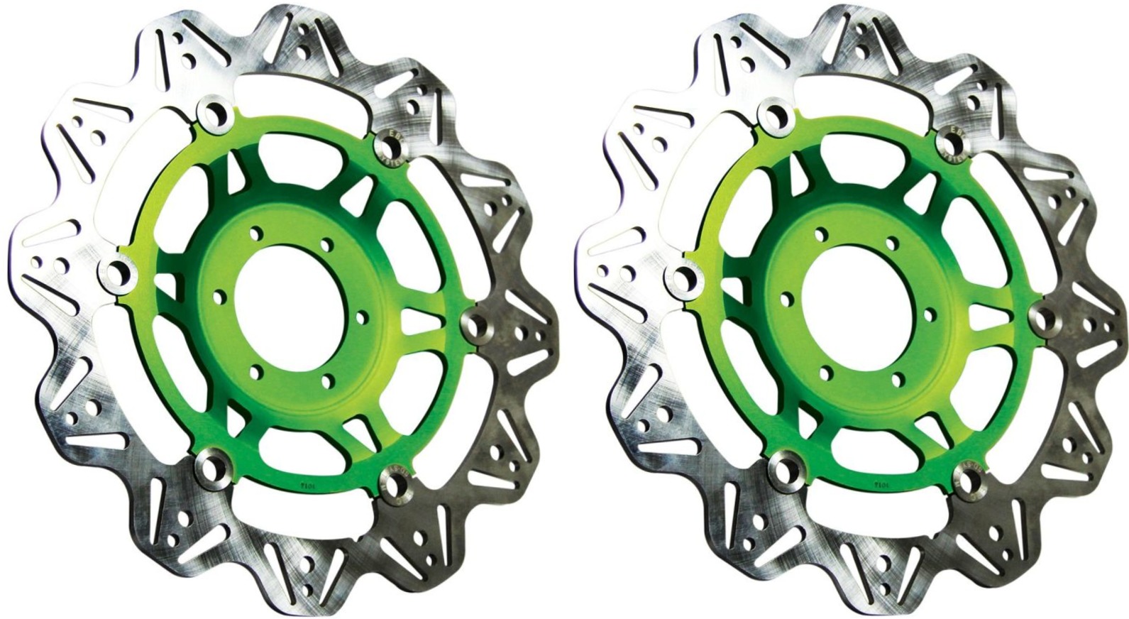 Front VEE Brake Rotors - Green - VEE Style Brake Rotor - Green Center Front Kit - Click Image to Close