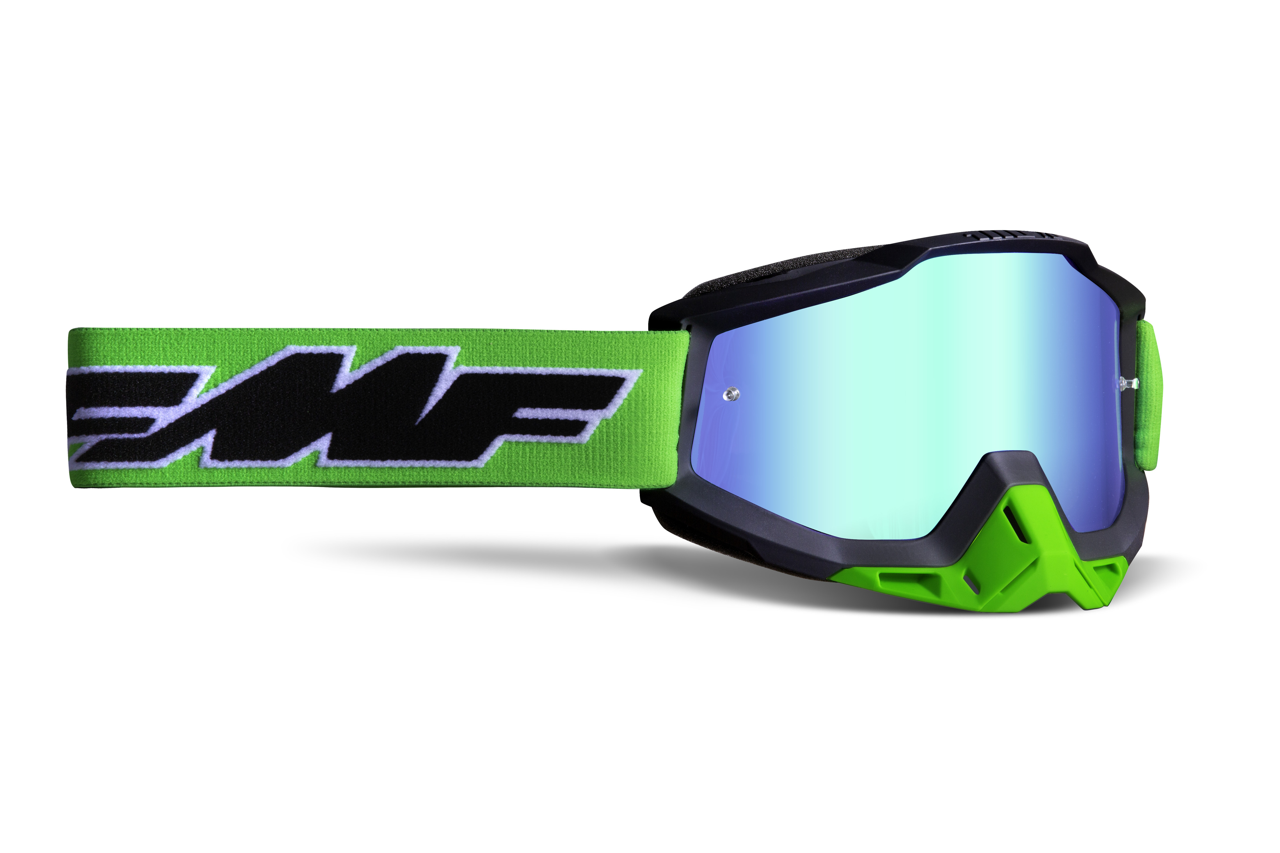 FMF PowerBomb Goggles Rocket Lime Green w/ Mirror Lens - Click Image to Close